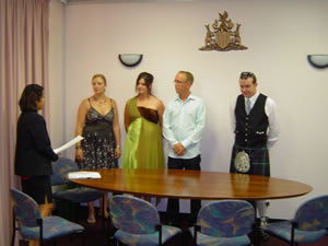 A photo off the ceremony at the registrar